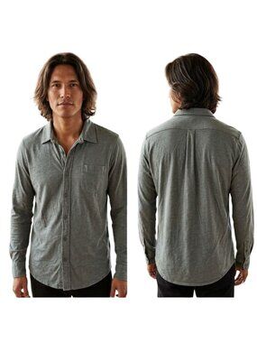 J.Crew Men's Large Green Garment-Dyed Button Up Shirt Long Sleeve Cotton